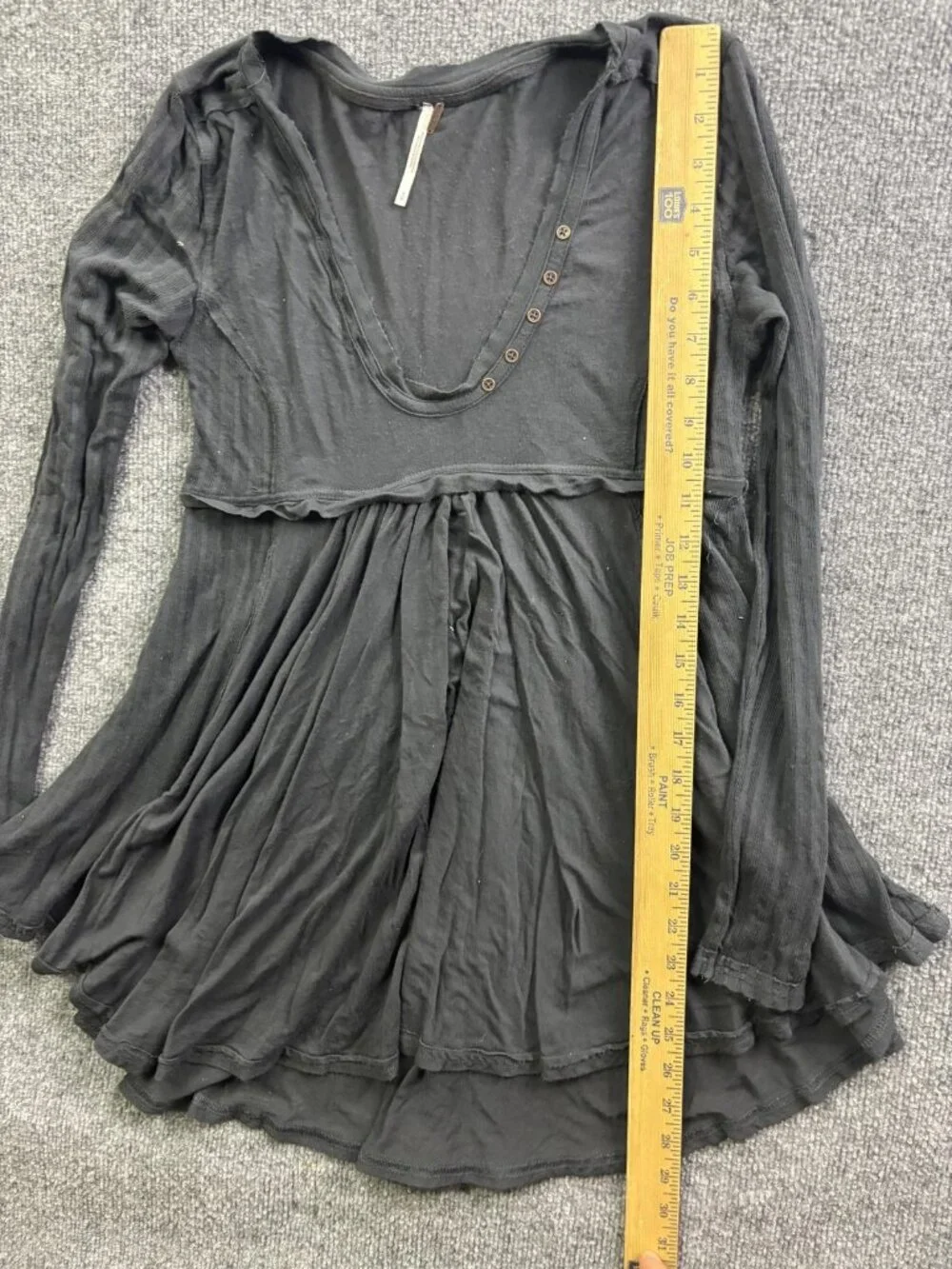 Free People Dress Womens Small Gray Scoop Neck Fit & Flare Long Sleeve Tunic - Picture 4 of 7